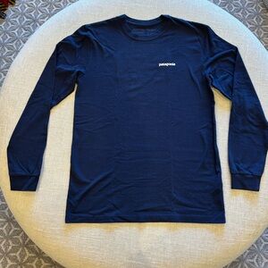 Patagonia Navy Long-Sleeve Crew Tee with Small Chest Logo